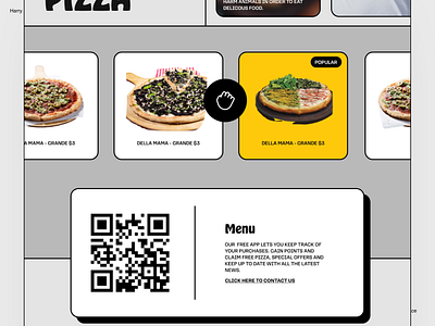 Pizza Vegana Landing Page - Menu brutalism cartoon landing page neo website design