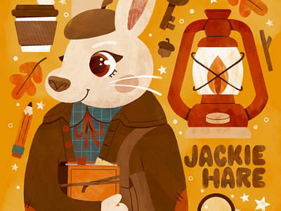 🍂📓☕️✏️🔎 Jackie Hare 🍂📓☕️✏️🔎 autumn character character illustration childrens lit childrensbook cute dark academia design digital digital illustration fall illustration kid lit robin sheldon