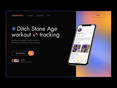 Landing page for a fitness app design landing page ui