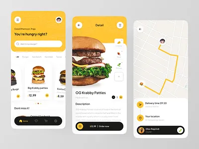Burgir - Food Delivery App app burger delivery delivery app delivery service drink fast food food food app food delivery food delivery app food order foodie graphic design mobile mobile app restaurant ui uiux ux