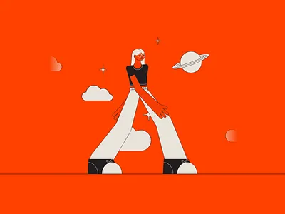 Space Girl Walk Cycle Animation animation character character animation girl illustration loop space walk walk cycle walking woman