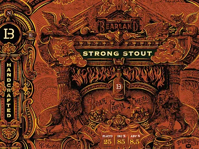 Label fire label letters lion