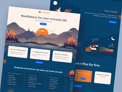 User Interface Redesign of Headspace! best2022shot bestdesign branding calm website dailyui designinspiration graphic design illustration inspiration meditation minimal modern trending uidesign userinterface ux webdesign website