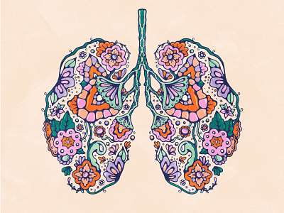 Just Breathe 70s artist breathe colorful digital art drawing female artist groovy illustration livelyscout lungs nature procreate psychedelic retro symmetry vintage illustration