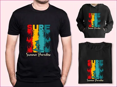 Surf Summer Paradise T-shirt Design paradise vintage t shirt