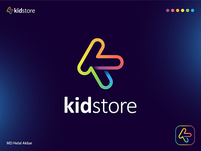 Kid Store Logo Design | Colorful Letter K Logo app icon brand identity branding colorful logo e commerce logo e commerce store logo gradient logo k logo kid shop logo kid store logo letter k logo letter logo logo logo design logo designer logos modern logo online store logo shop logo toy store logo