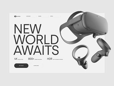 Oculus website — visual exploration ar black and white design experience exploration greys interface landing oculus page reality ui virtual visual vr website