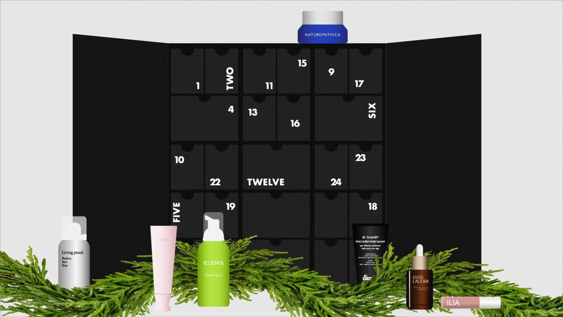 Dermstore Advent Calendar advent calendar allure beauty christmas derm hair holiday illustration makeup motion skincare social