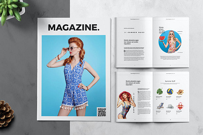 Free Summer Clean Magazine Template a4 agency beach brochure catalog catalogue clean company corporate fashion holiday indesign letter lookbook magazine minimal minimalist summer template travel