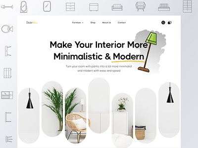 Furniture Landing page app company design ecommerce furniture hero homepage interior design landing landing page layout product service store ux web design website