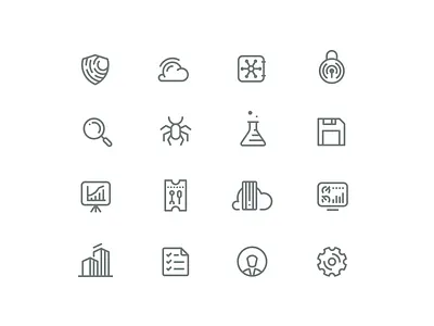 Icons set bank branding bug building cloud company dashboard icon icons illustration lab logo minimal save search security set shield simple todolist