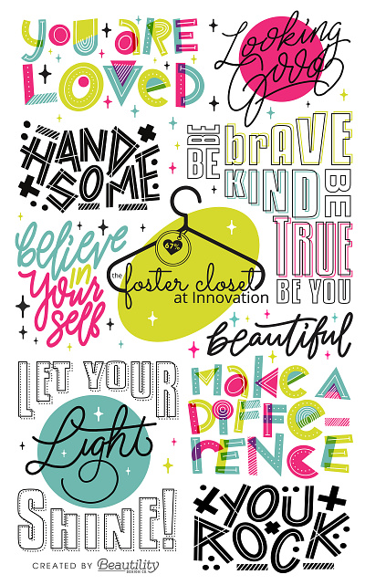 Foster Closet - Wall Wrap design graphic design handlettering illustration procreate typography