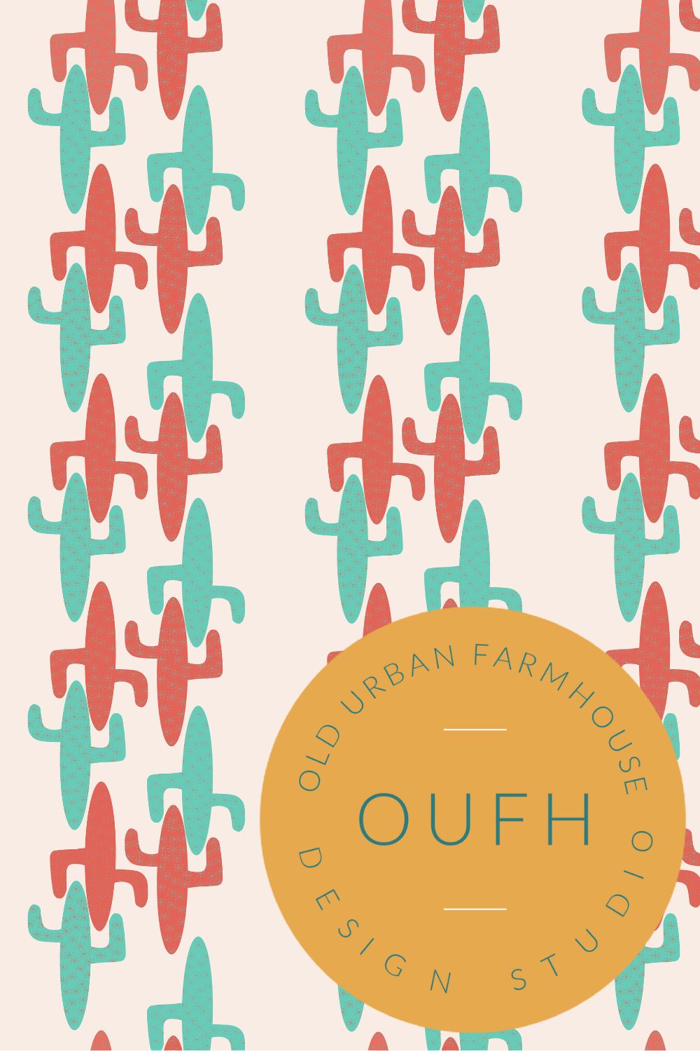 Mid-Century Modern Abstract Cactus Pattern 1950s 1960s abstract atomic era cactus christmas design eames eames era hand drawn midcentury modern pattern repeat retro seamless star surface pattern surface pattern design texture