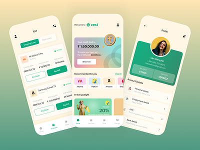 ZestMoney App Redesign! appdesign appuidesign bestdribble branding dailyui design graphic design illustration inspiration minimal modern photoshop trending2022 ui uidesign userinterface ux