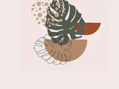 Leaves boho cover branding design drawing illustration logo minimalistic printable art stylish