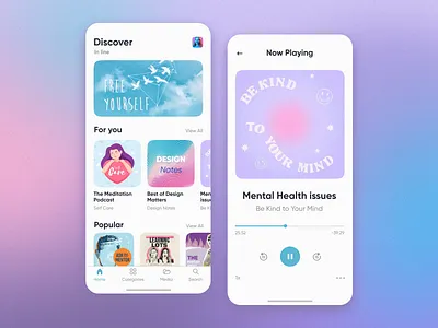 Podcast app concept UI app bright concept friendly ios media player mobile podcast podcast app uidesign uiux