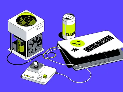 Connected crypto - Illustration blockchain crypto cryptocurrency defi device finance gadget gaming illustration isometric joystick wallet