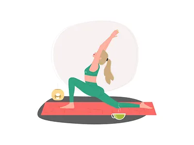 Woman doing yoga art branding design gym illustration incense lifestyle matcha meditation model morning spiritual development vector woman yoga teachers