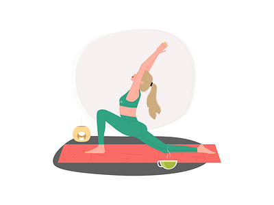 Woman doing yoga art branding design gym illustration incense lifestyle matcha meditation model morning spiritual development vector woman yoga teachers