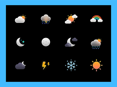 Simple Weather Icons 3d app clean colorful design figma gradient icon illustration minimal ui weather website