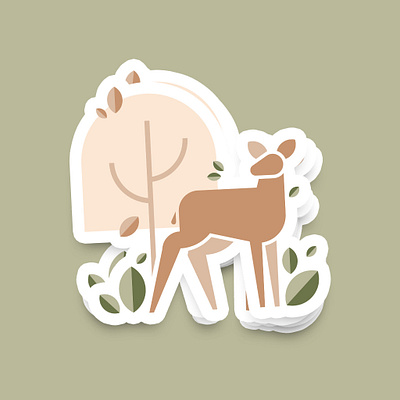 Summer Stickers... deer design illustration minimal simplified sticker design stickers summer vector