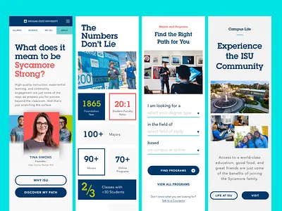 Indiana State University Mockups mobile ui