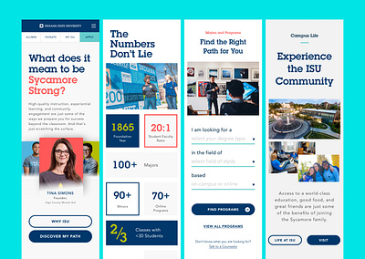 Indiana State University Mockups mobile ui