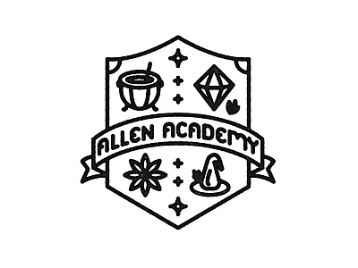 Allen Academy allen academy cauldron challenge college crystal dailylogo dailylogochallenge dark halloween hogwarts illustration kiem university linework logo logochallenge magic mystic simple university witch