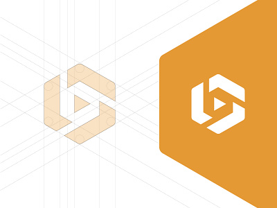 Minimal hexagonal logo concept 3d branding clean company design flat geometric graphic design hexagonal identity illustration logo minimal orange play simple sketch startup vector wireframe