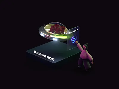 animation for Space Protocol 3d animation card cinema4d coin defi etherium nft octane scroll ufo vault