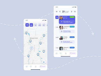 Map and notifications for Pets App app design ui ux