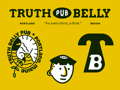 Truth Belly Pub Extras badge bar logo branding design graphic design illustration irish logo logo mascot monogram pub logo typography vector
