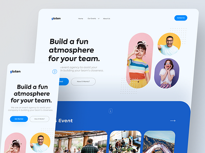 Gluten - Event Agancy Website agency design event fun header mobile responsive travel ui design uiux web design website