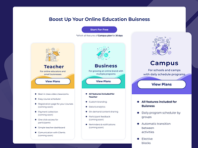 Pricing for Online school design ui ux