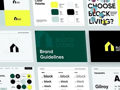 Block Living- Brand Guidelines. brand brand brandbook brand guide brand identity design branding color palette guideline guidelines icon interior logo logo design logotype minimalist logo orix real estate branding sajon style guide typography visual identity