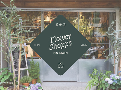 Flower Shoppe on Main alabama badge brand branding business floral florist flower flower shop flowers huntsville illustration local logo plant plants restaurant retro shop store