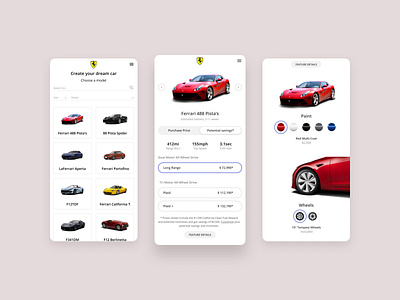 Car Configuration app application car car configuration choose configuration design details filters input mobile mobile app model price range ui ux ux design uxui wheels