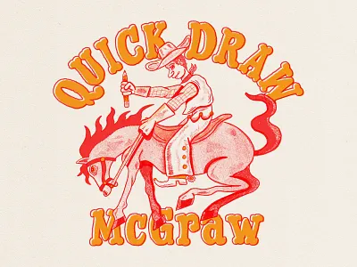 Quick Draw McGraw bronco cowboy hand drawn horse illustration pencil typography western