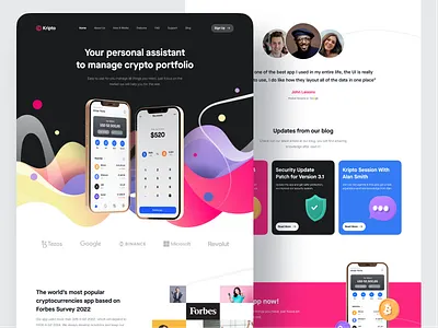 💰 Kripto - Landing Page binance bitcoin clean coin website coinbase colorfull crypto crypto landing page landing page landing page of crypto trading ui uiux website