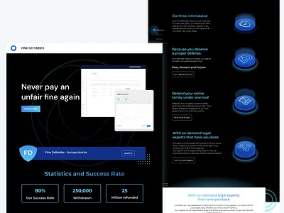 Fine Defender Landing page interface safe ui web