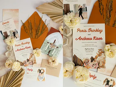 Retro/Boho Wedding Invitation