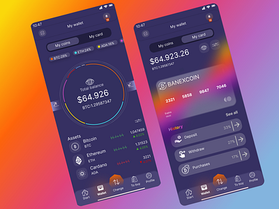 Crypto wallet ui/ux.design app 3d app branding design icon illustration logo motion graphics typography ui ux vector