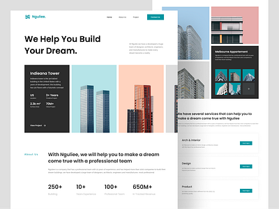 Nguliee. - Architecture Landing Page architect architect company architect landing page architect web architecture architecture landing page architecture website building building web clean clean website company house minimalist real estate ui web web design website website design
