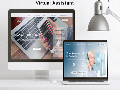 Virtual Assistant banner branding creative landing page design figma graphic design landing page modern design responsive design social media ad ui ui design ui landing page ui ux ux vector virtual assistant virtual assistant landing page web template website design