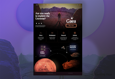 Landing Page - UI - DailyUi #003 dailyui design figma game page landing page space spaceships ui ux videogame