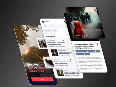 Be The Voice Iran Deserves🖤 app app design duxica feminism freedom graphic design hadisnajafi iran mahsaamini mobile design people ui ui design ux