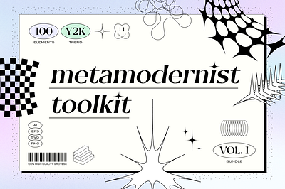 Metamodernist Toolkit 90s abstract boho branding brutalism checkboard futurism graphic design grunge metamodern retro retro futurism retro wave retrofuturism retrowave shape star ui vortex y2k