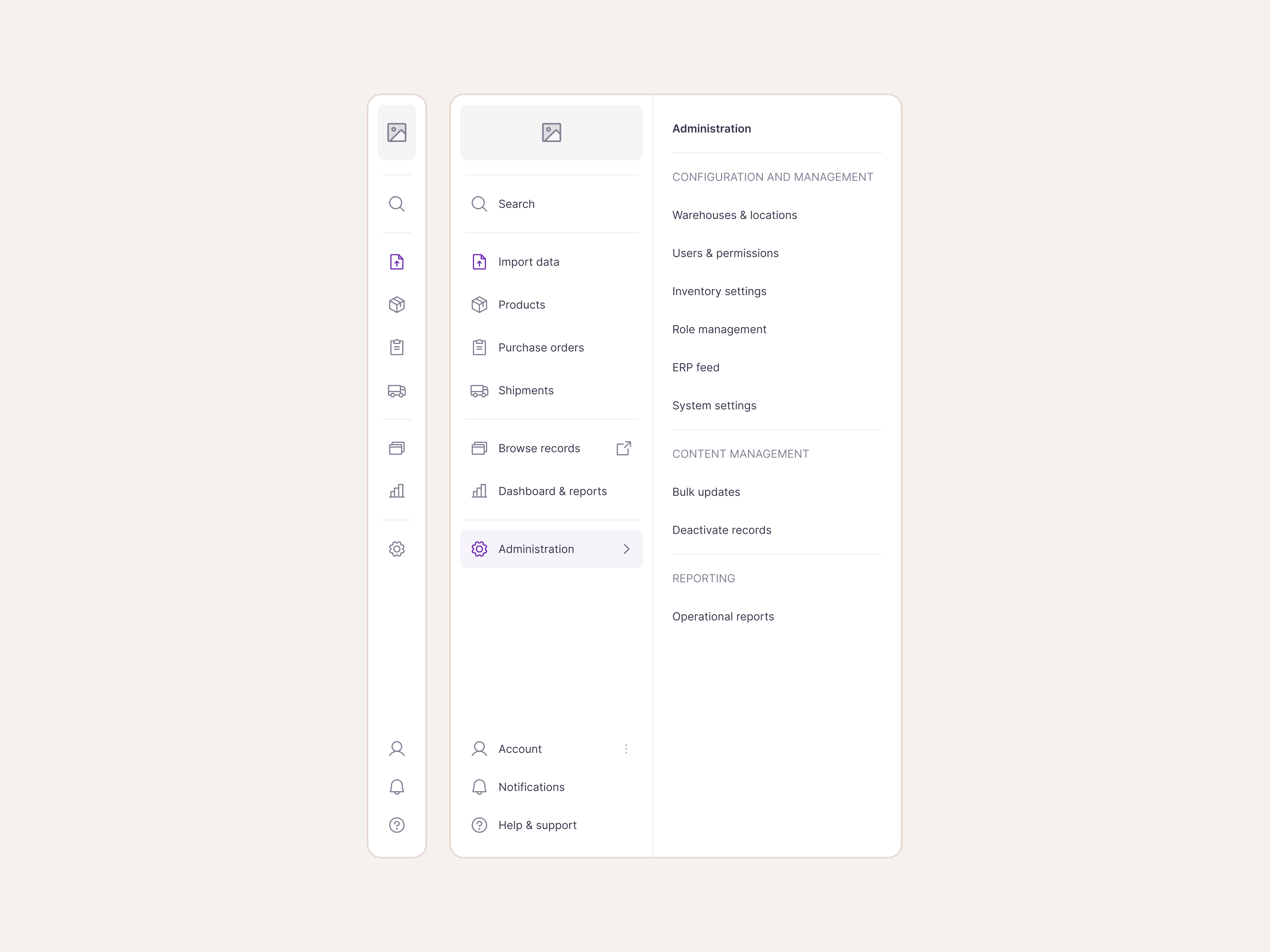 Navigation UI a11y accessibility admin console design b2b saas clean web app navigation enterprise erp integration inventory management admin panel menu minimalist sidebar ux navigation pattern navigation ui product and orders management ui responsive admin layout side menu sidebar menu interface design users and permissions settings warehouse management system web app navigation pattern