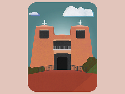 Nambe, NM adobe adobe illustrator architecture building church facade flat illustration illustrator nambe new mexico pilgrimage santa fe southwest texture