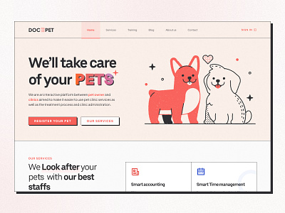 Doc for the Pet - Veterinarian Website animal animal care brutalism design desktop figma home home page pet petcare ui ui ux ux vet veterinarians webdesign website